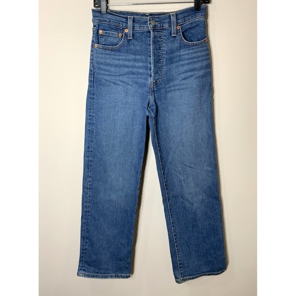 Levi's Jeans Womens 26X26 Blue Ribcage Straight Ankle Med Wash Button Fly